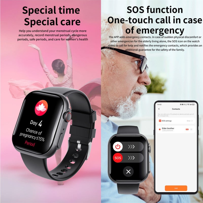Smart Watch: 2.1 Inch HD 3D Flexible Screen - Advanced Health Monitoring Mode Wearable Glucose Monitor for 24/7 Heart Rate Sleep Tracking, Sports Enthusiasts, iOS 10.0+ Android 5.0+ Users - Image 5