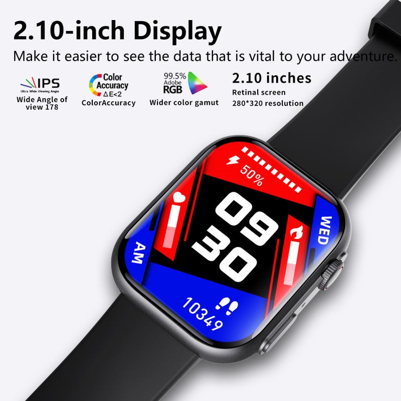 Smart Watch: 2.1 Inch HD 3D Flexible Screen - Advanced Health Monitoring Mode Wearable Glucose Monitor for 24/7 Heart Rate Sleep Tracking, Sports Enthusiasts, iOS 10.0+ Android 5.0+ Users - Image 2