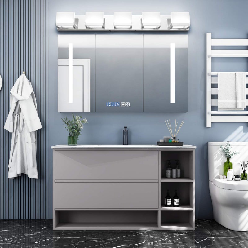 Tipace 5 Lights Modern Chrome Vanity Light for Bathroom Wall Light Up and Down LED Bathroom Light Fixtures Over Mirror(White Light 6000K) - Image 3