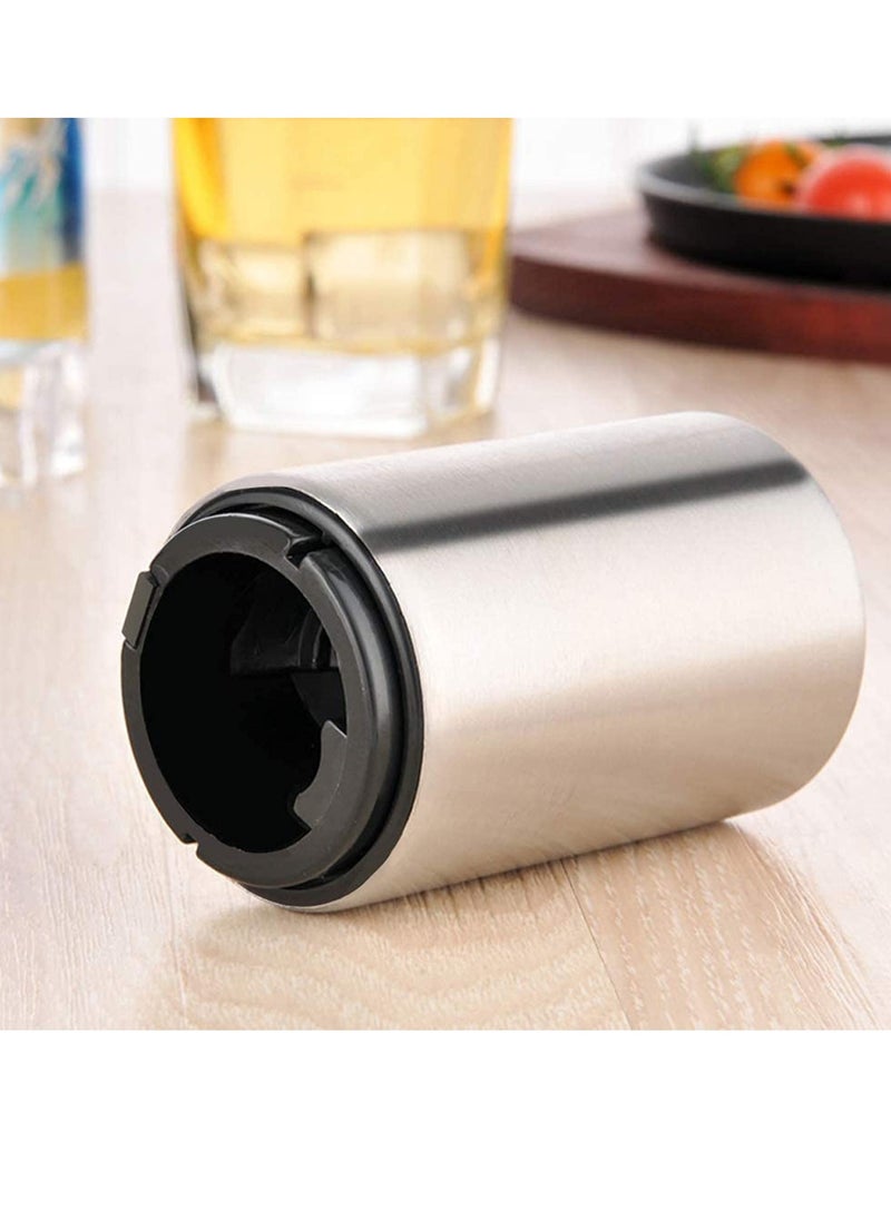 SYOSI - Magnetic Bottle Opener, Stainless Steel Automatic Bottle Opener, Push Pull Bottle Lid Lifter, Gift for Men, can Open Bottle in Half a Second 2 PCS - Image 1