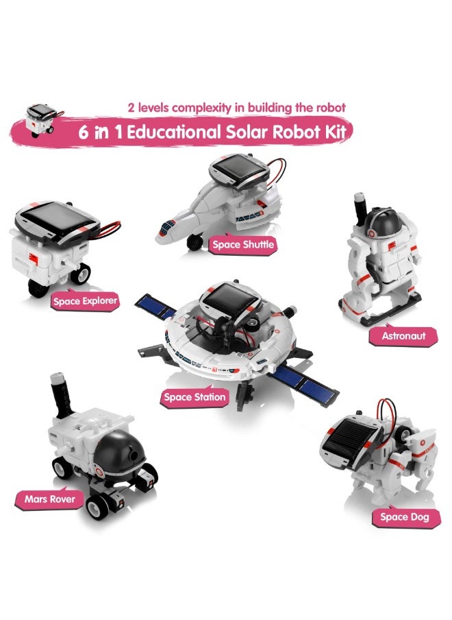 TOY GARDEN Solar Robot Toys 6 in 1 STEM Learning Kits Educational Space Moon Exploration Fleet Building Experiment Toys DIY Solar Power Science Gift for Kids Aged 8-12  - Image 2