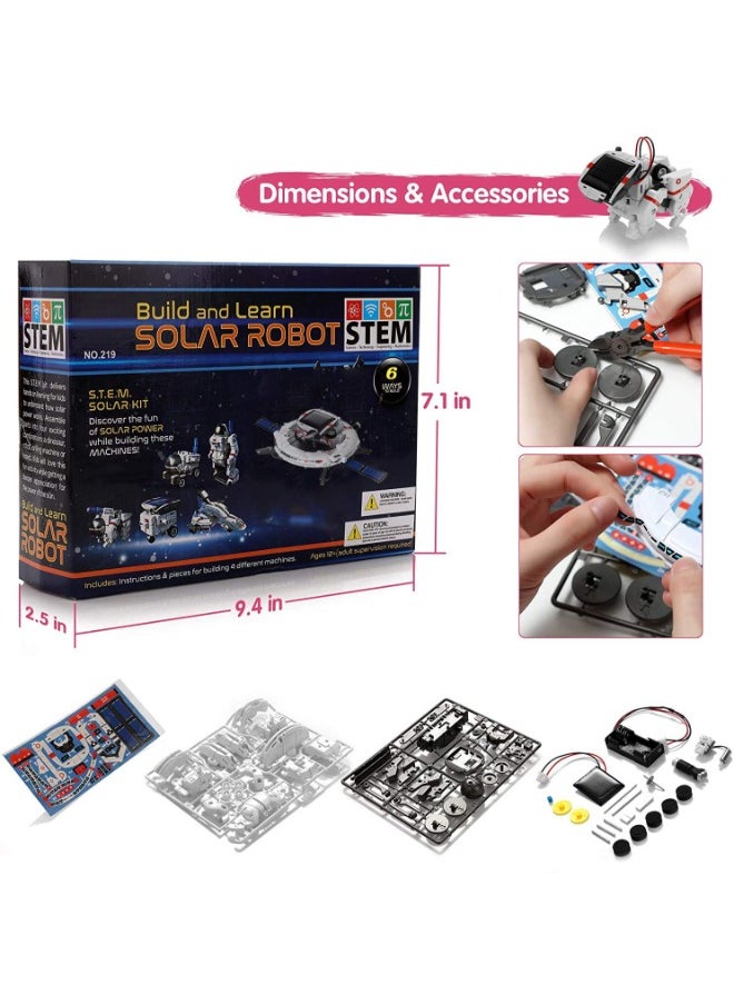 TOY GARDEN Solar Robot Toys 6 in 1 STEM Learning Kits Educational Space Moon Exploration Fleet Building Experiment Toys DIY Solar Power Science Gift for Kids Aged 8-12  - Image 5