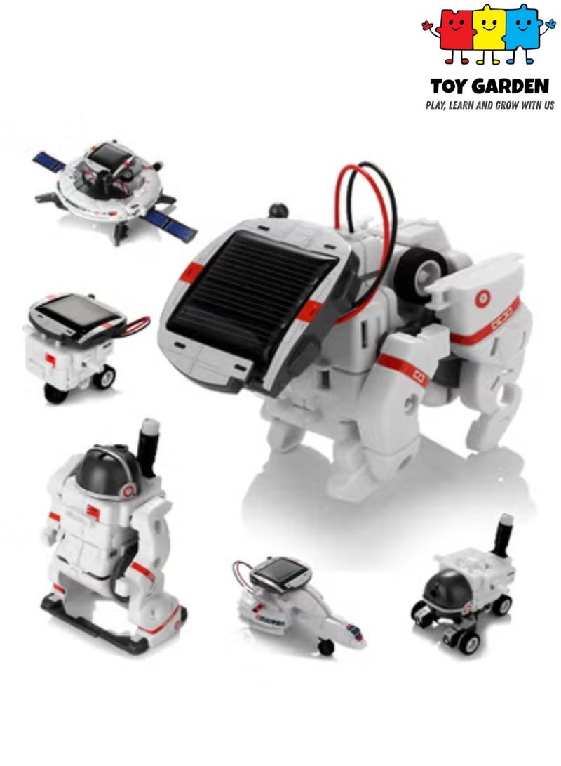 TOY GARDEN Solar Robot Toys 6 in 1 STEM Learning Kits Educational Space Moon Exploration Fleet Building Experiment Toys DIY Solar Power Science Gift for Kids Aged 8-12 - Image 1