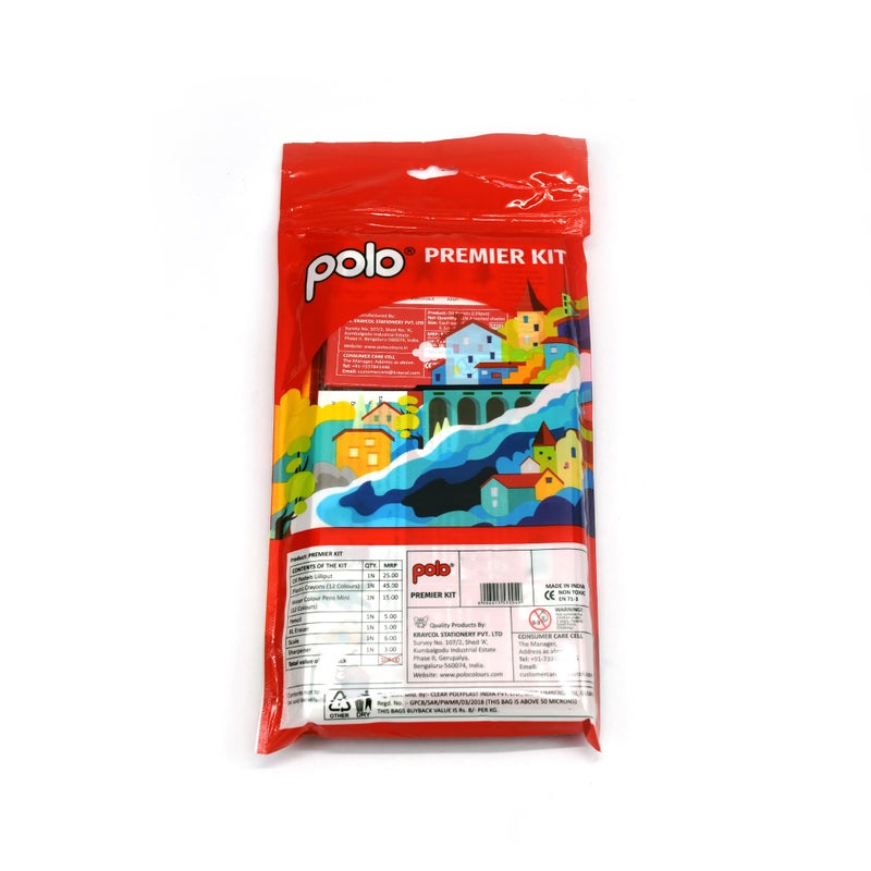 polo Premier Kit - Complete Art & Craft Set with Oil Pastels, Plastic Crayons, Water Colour Pens, Ruler, Pencil, Eraser & Sharpener - Perfect for Kids, Students & Beginners - Creative Drawing and Coloring Kit - Image 2