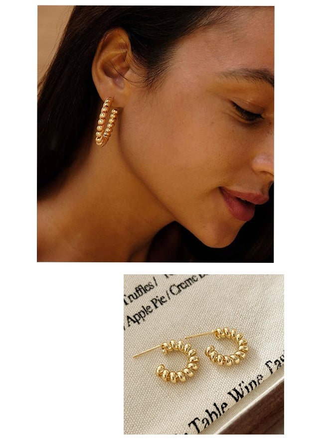 6 Pairs Gold Hoop Earrings Set for Women Hypoallergenic Chunky Chain Twisted Open Hoops Dangle Earring Packs Fashion Jewelry Gift,for Date Nights Festival Celebrations, Casual Shopping Trips, Office Team Dinners, Mother's Day Gifting Complements Dresses Tops Jackets - Image 5