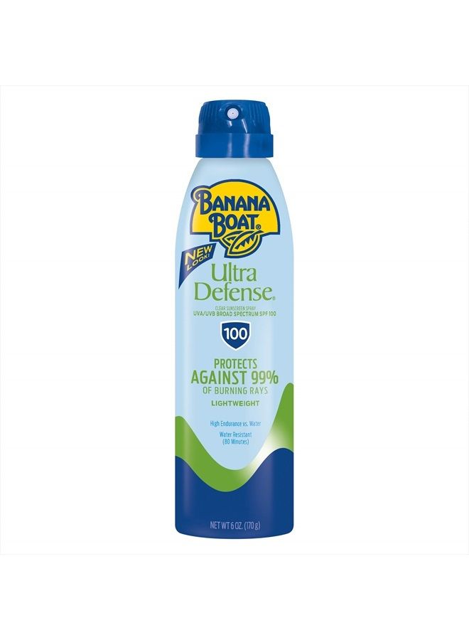 BANANA BOAT Ultra Defense MAX Skin Protect Clear, Broad Spectrum, Ultra Mist Sunscreen Spray, SPF 100, 6oz, blue cyan - Image 1