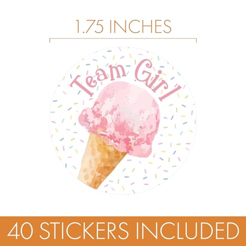 DISTINCTIVS What's The Scoop Gender Reveal Team Boy or Team Girl Stickers, Pink or Blue Ice Cream Gender Reveal Decorations - 40 Count - Image 3