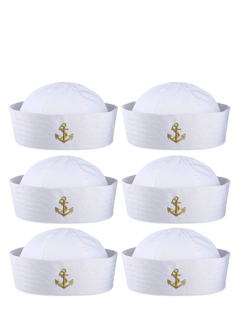 SYOSI SYOSI 6 Pieces Sailor Hat Captain Navy Hat Blue with White Sail Hats for Adult Sailor Costume, Kid Navy Costume Accessory, Dressing Up Party  - Image 1