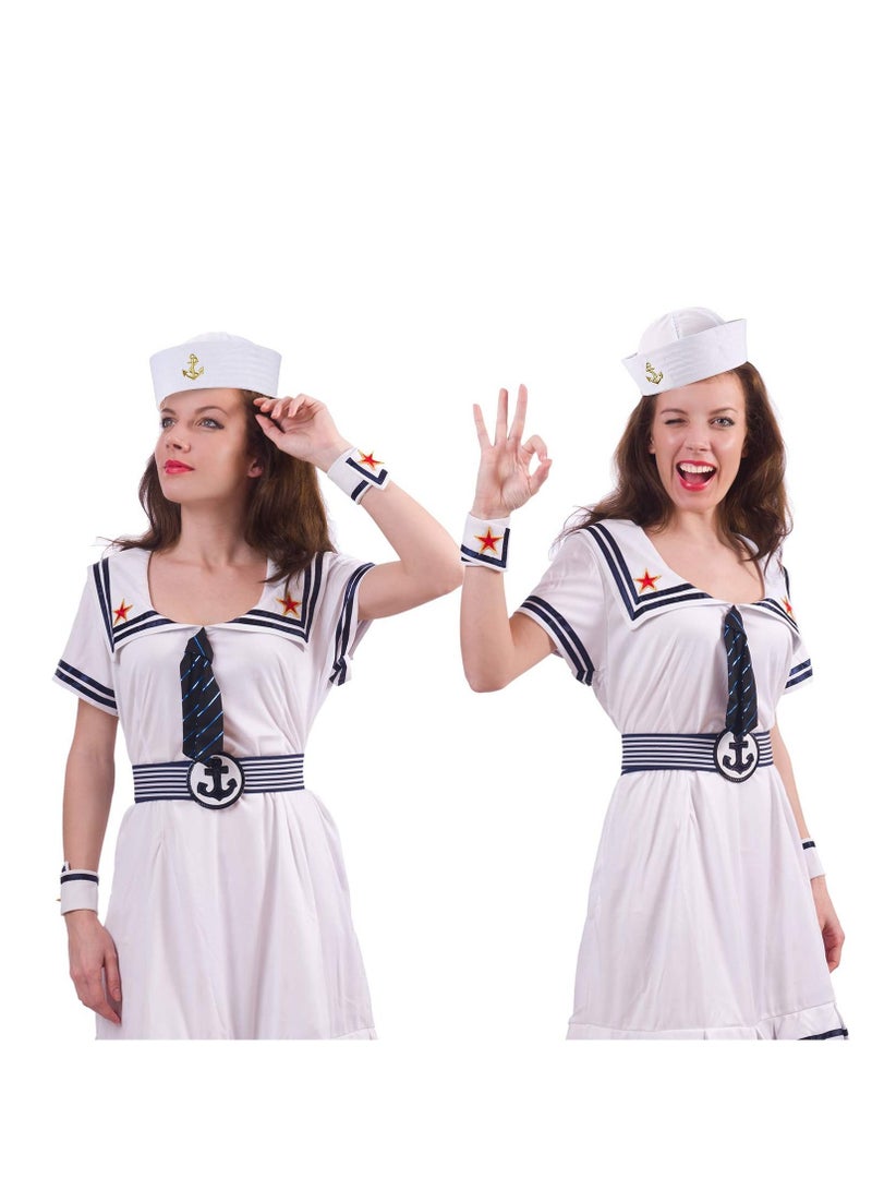SYOSI SYOSI 6 Pieces Sailor Hat Captain Navy Hat Blue with White Sail Hats for Adult Sailor Costume, Kid Navy Costume Accessory, Dressing Up Party  - Image 5