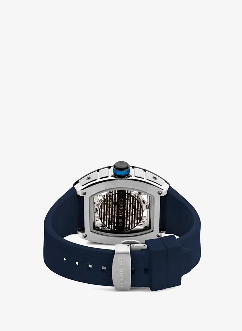 CERRUTI 1881  Ovaro Silver Dial Navy Blue Silicone Strap Automatic Watch for Men 40mm for Men | Best Price UAE