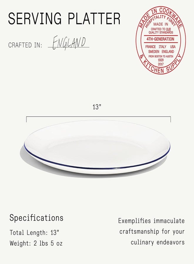 Madein Made In Cookware | Serving Platter | White With Navy Rim | Porcelain England - Image 5