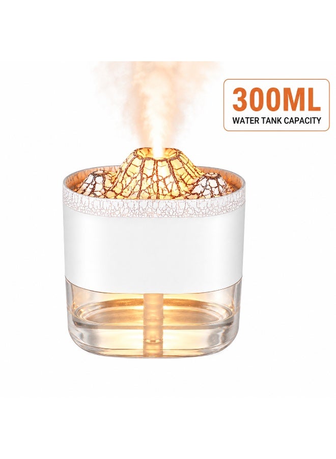 300Ml Volcano Essential Oil Diffuser With Led Light & Nano Mist Usb – White, 1 Piece - Image 1