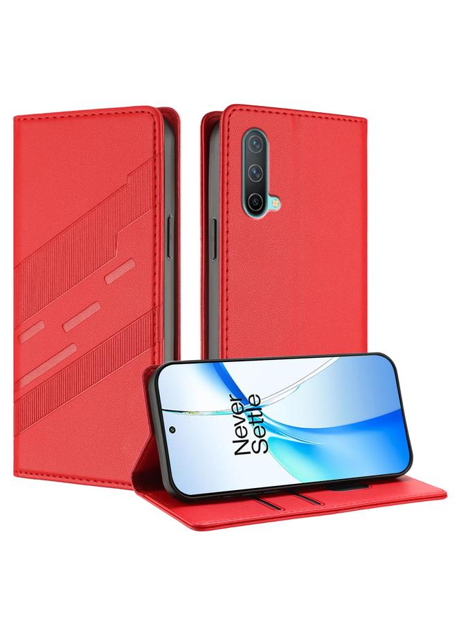 إيروريكس جراب لهاتف OnePlus Nord من الجلد متعدد الوظائف منقوش عليه شعار CE - Image 1