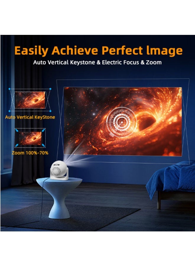 نيوترل جهاز عرض صغير محمول ذكي يعمل بنظام Android مزود بتقنية 4K Autofocus وWiFi HD / مناسب للاستخدام المنزلي الداخلي والخارجي، هدية عيد ميلاد متوافق مع أجهزة التلفزيون/HDMI/USB/PS5/iOS/PS4 (أبيض) - Image 4