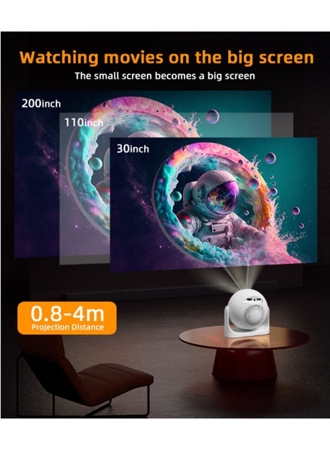 نيوترل جهاز عرض صغير محمول ذكي يعمل بنظام Android مزود بتقنية 4K Autofocus وWiFi HD / مناسب للاستخدام المنزلي الداخلي والخارجي، هدية عيد ميلاد متوافق مع أجهزة التلفزيون/HDMI/USB/PS5/iOS/PS4 (أبيض) - Image 3