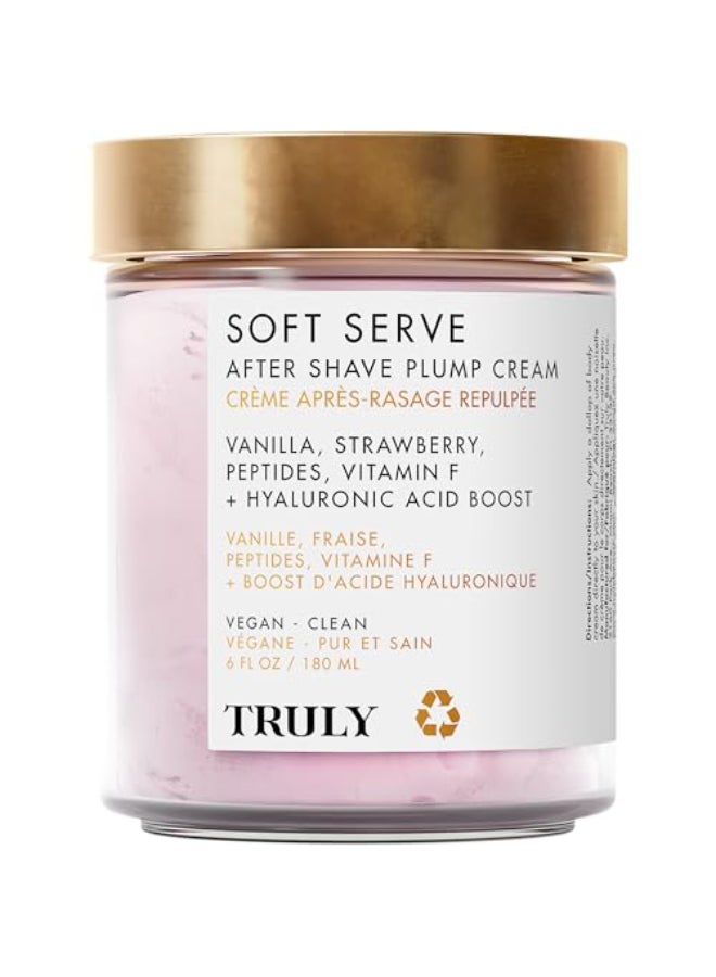 Truly Beauty Soft Serve After Shave Plump Cream Hydrating Plumping Cream for PostShave Smoothness With Hyaluronic Acid Peptides for Firm Youthful Skin Strawberry Vanilla Amber Scent - Image 1