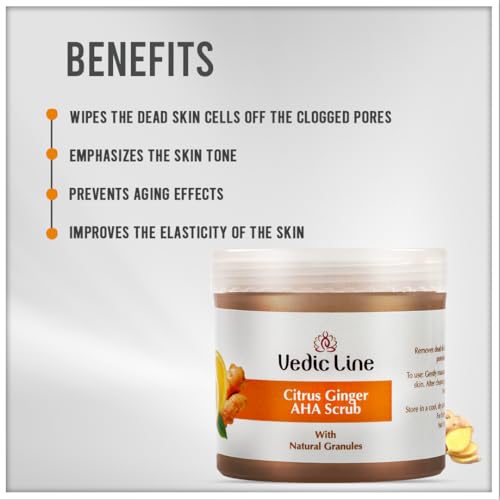 Vedic Line Citrus Ginger Aha Scrub, Reduce Dead Skin, Dirt & Impurities With Walnut Shell Powder, Ginger Root And Orange Peel For Healthy Clear Skin,100Ml - Image 3