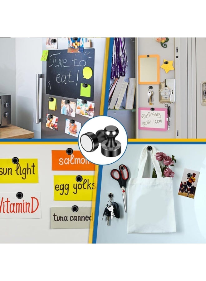 12Pcs Black Refrigerator Magnets Fridge Magnets,Small and Strong Magnets for Whiteboard, Strong Metal Magnets for Fridge, Whiteboard, Office, Classroom, Map, Kitchen - Image 3