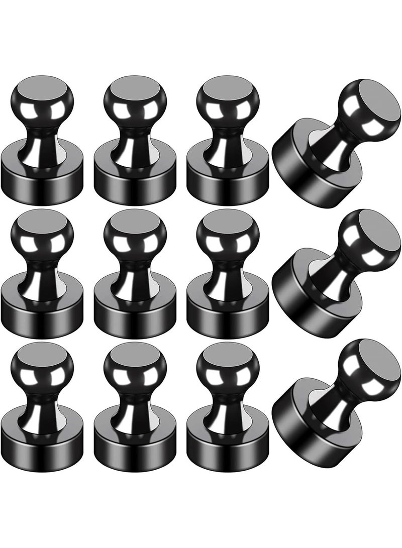 12Pcs Black Refrigerator Magnets Fridge Magnets,Small and Strong Magnets for Whiteboard, Strong Metal Magnets for Fridge, Whiteboard, Office, Classroom, Map, Kitchen - Image 1