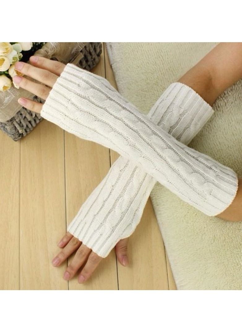 Loquat Fingerless Knitting Cotton Polyester Gloves Sleeves 