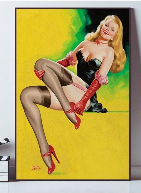 Pin-Up-(retro-art)-Retro-Art Poster, Wall Art Prints, Canvas Material Gift, High quality Canvas print, Home Decor, Keepsake