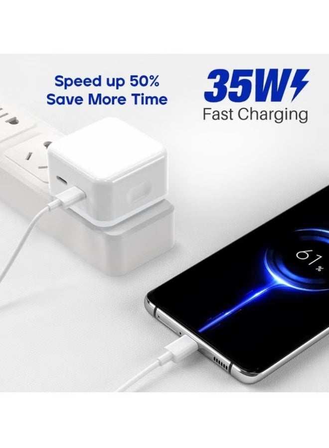 Dual USB-C Wall Charger Adapter with UK 3-Pin Plug, "35W with 2M Type-C to Lightning Cable for Ultra-Fast iPhone Charging | WIDGETS MATRIX - Image 3