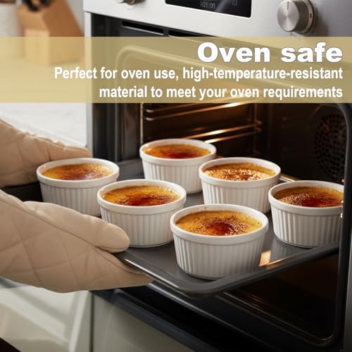 WERTIOO Ramekins 6 OZ Small Bowls, WERTIOO 8 PCS Creme Brulee Ramekin for Baking and Cooking, Sleek Porcelain Ramikins Oven Safe for Pudding, Sauce, Ice Cream Bowls, Custard Cups, Dessert Cups - Image 3