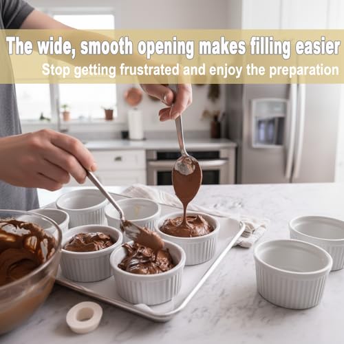 WERTIOO Ramekins 6 OZ Small Bowls, WERTIOO 8 PCS Creme Brulee Ramekin for Baking and Cooking, Sleek Porcelain Ramikins Oven Safe for Pudding, Sauce, Ice Cream Bowls, Custard Cups, Dessert Cups - Image 5