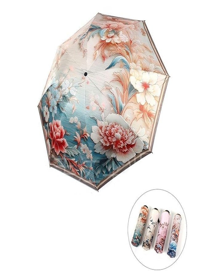 SQUICKLE Flower Print Folding Umbrella || Windproof And Waterproof Umbrella For Men And Women || Designer Fancy Umbrella For Rain And Uv Protection (Pack Of 1) (Flower - Rose) - Image 2