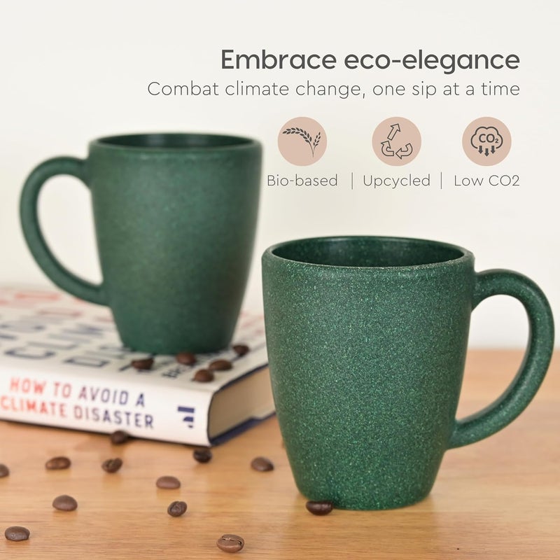 Eha Set of 6 EarthFriendly Classic Coffee Mug 300 ml Made with Rice Husk Bamboo Fibers Microwave Safe for Hot Cold Coffee Milk Tea Cup Matte Finish Mugs Fern - Image 3