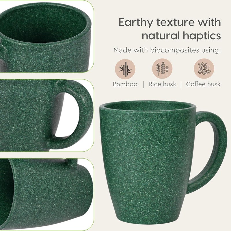 Eha Set of 6 EarthFriendly Classic Coffee Mug 300 ml Made with Rice Husk Bamboo Fibers Microwave Safe for Hot Cold Coffee Milk Tea Cup Matte Finish Mugs Fern - Image 5