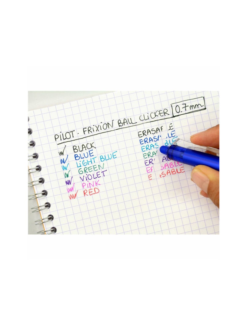 PILOT Frixion Clicker Erasable Ball Pen 0.7mm Tip Light Blue Ink  - Image 2