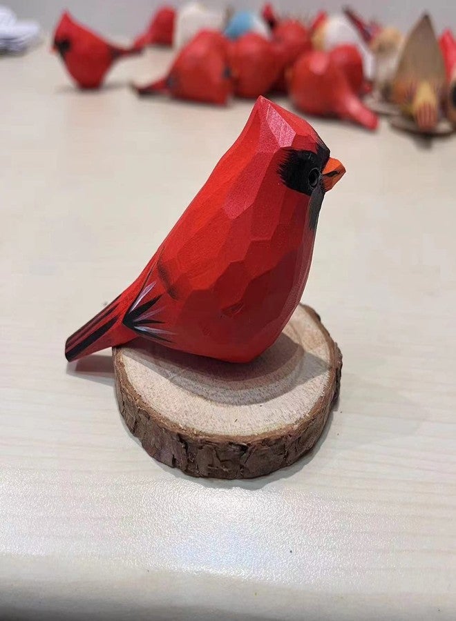 ALHBEJT Solid Wood Handcarving Northern Cardinal Birds Statue Wooden Bird Figurine Handpainted 3D Animal Figurine Hand-Made Home Office Decoration (Male and Female) - Image 3