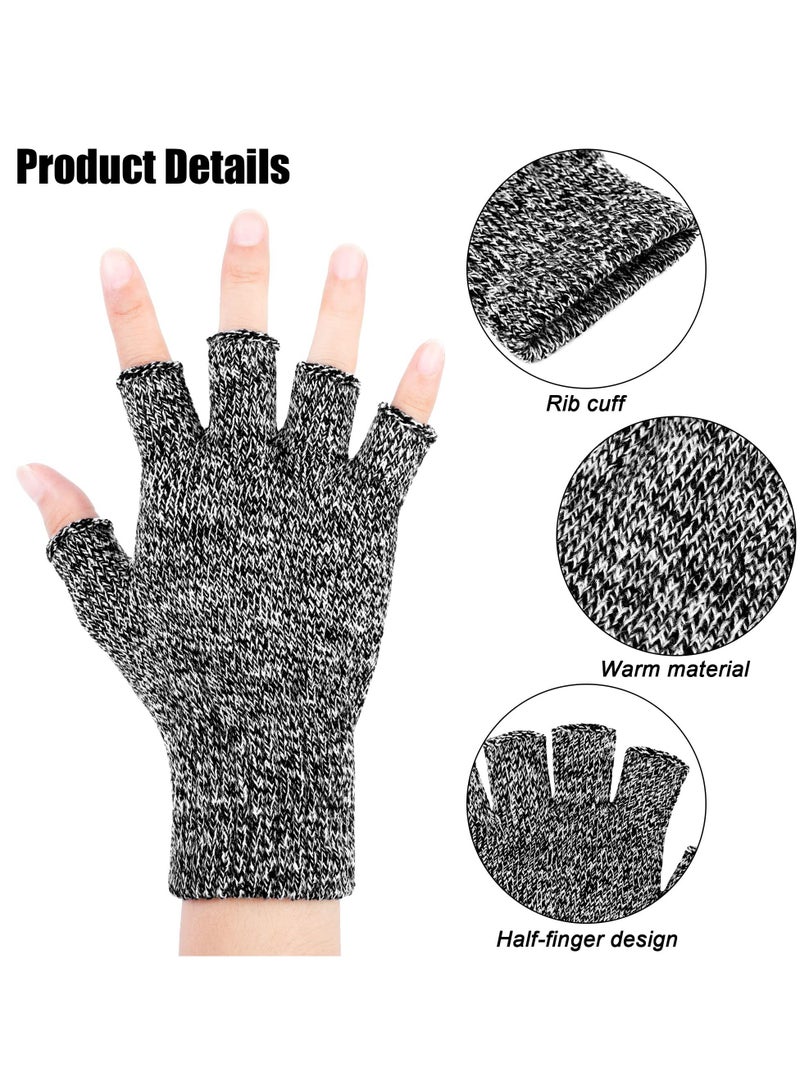 Excefore 2 Pairs Unisex Warm Half Finger Gloves Winter Fingerless Gloves, L for Adults  - Image 3