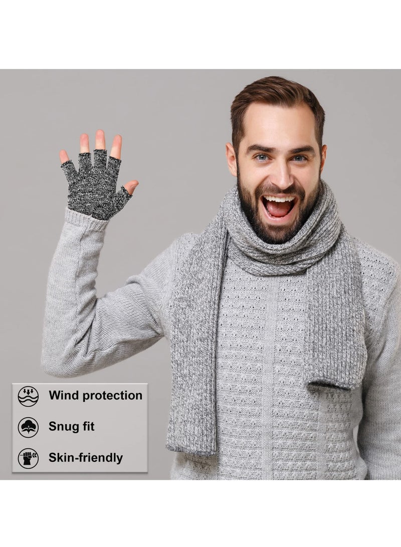 Excefore 2 Pairs Unisex Warm Half Finger Gloves Winter Fingerless Gloves, L for Adults  - Image 5