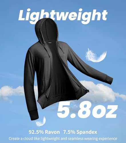 LETAOTAO Womens' Lightweight Zip Up Hoodies Stretch Thin Summer Jackets For Women Black - Image 3