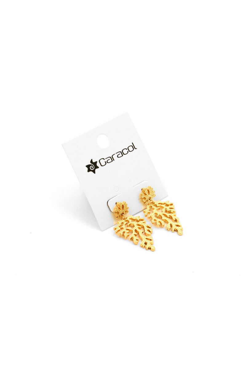 Caracol Women Fashionable Seaweed Shaped Earrings, Gold  - Image 1