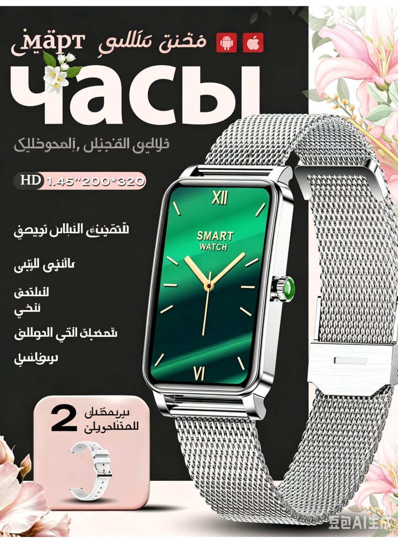 ساعة ذكية بشاشة AMOLED HD مقاس 1.47 بوصة، مقاومة للماء IP68، متتبع للياقة البدنية مع مراقبة الأكسجين في الدم ومعدل ضربات القلب لنظامي iOS/Android، للرجال والنساء - Image 1