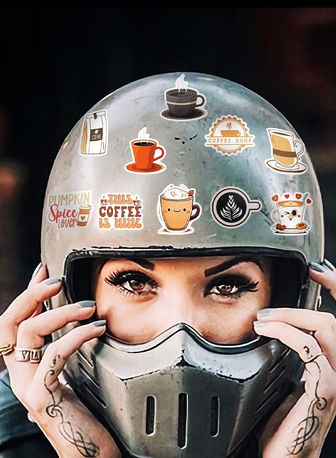 BF HOME 50 Pieces Coffee Themed Sticker ins style Coffee Series Literary Sticker Laptop Skateboard Luggage Guitar Car Motorcycle Bike Waterproof Vintage Coffee Sticker - Image 5