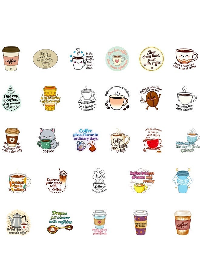 BF HOME 50 Pieces Coffee Themed Sticker ins style Coffee Series Literary Sticker Laptop Skateboard Luggage Guitar Car Motorcycle Bike Waterproof Vintage Coffee Sticker - Image 5