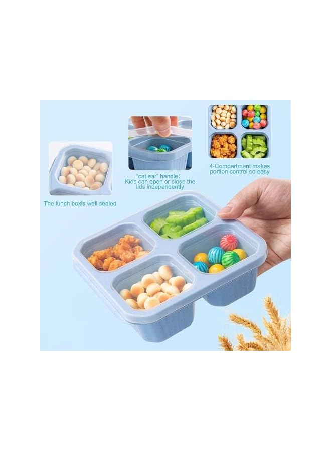 Green Tiger 5 Pack Snack Containers, Reusable Bento Snack Box, 4 Compartments Meal Prep Lunch Containers for Kids and Adults, Stackable Divided Food Storage Containers for School Work Travel (5 Pack) - Image 1
