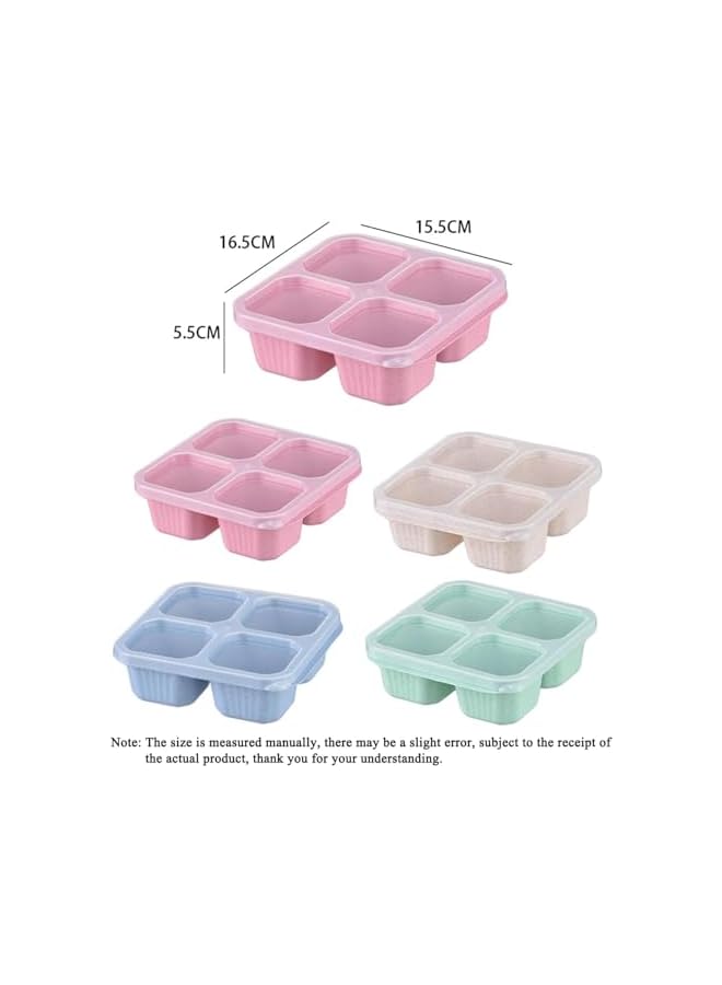 Green Tiger 5 Pack Snack Containers, Reusable Bento Snack Box, 4 Compartments Meal Prep Lunch Containers for Kids and Adults, Stackable Divided Food Storage Containers for School Work Travel (5 Pack) - Image 5