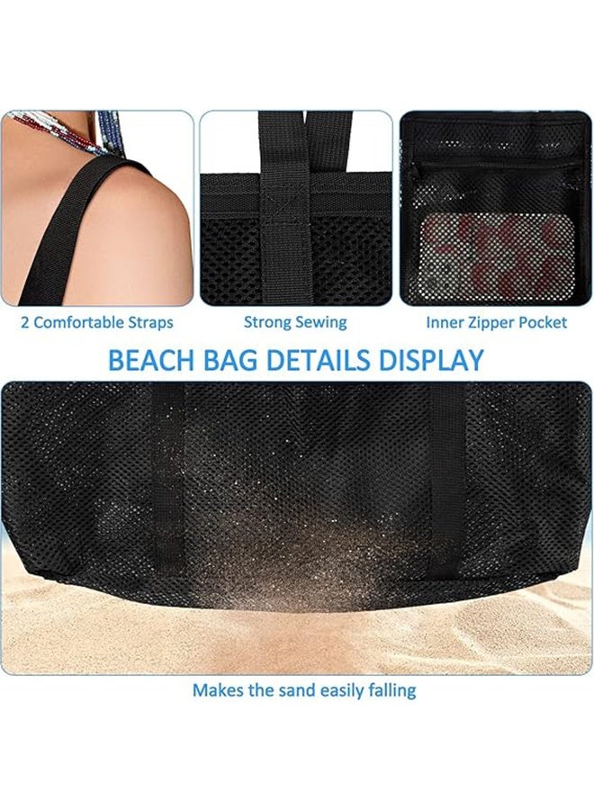 Ocean Mesh Beach Bag, Lightweight & Foldable Beach Tote Bag with Zipper and Pockets, Ideal for Family Beach Trip for Women, Waterproof & Sandproof Mesh Bag for Beach Toys - Image 4
