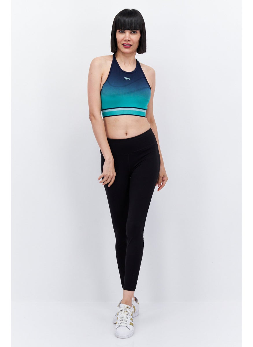 Reebok Women Sportswear Fit Brand Logo Seamless Training Top, Navy Combo  - Image 4