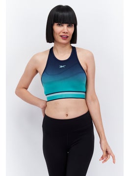 Reebok Women Sportswear Fit Brand Logo Seamless Training Top, Navy Combo  - Image 1