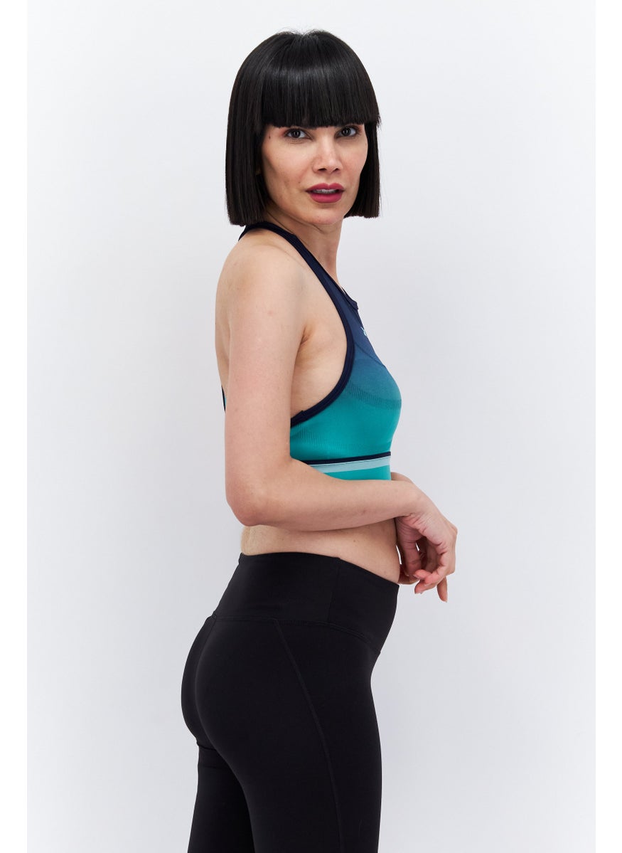 Reebok Women Sportswear Fit Brand Logo Seamless Training Top, Navy Combo  - Image 2