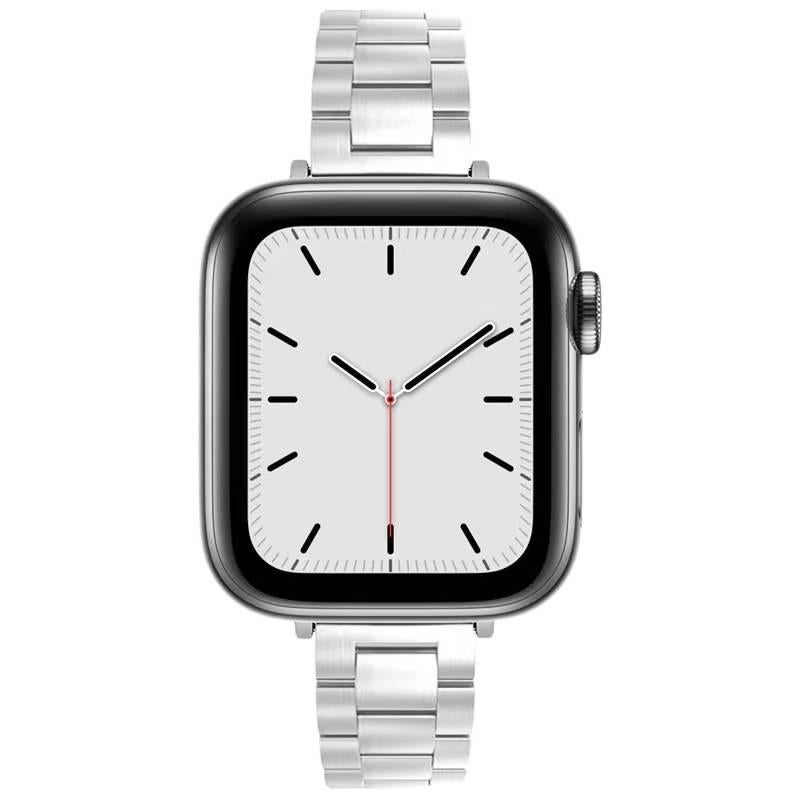 سوار ساعة ذكية سوار معدني من الستانلس ستيل متوافق باللون فضي قابل للتعديل مع Apple Watch 38/40/41/42/44/45/49mm بملاءمة قابلة للتعديل وحزام بديل بتصميم معدني أنيق - Image 2