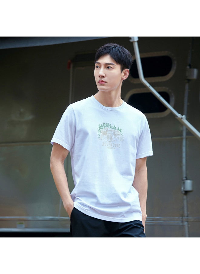 Pure Cotton Outdoor Mountain Style】loose Youth Minimalist Short Sleeve Top Sporty Casual Round Neck T-shirt - Image 3