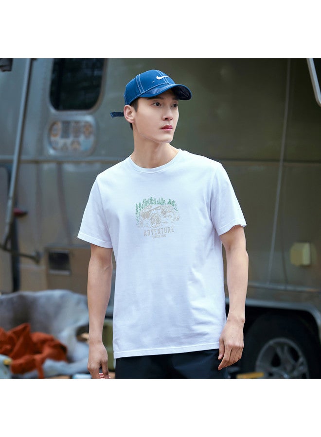 Pure Cotton Outdoor Mountain Style】loose Youth Minimalist Short Sleeve Top Sporty Casual Round Neck T-shirt - Image 4