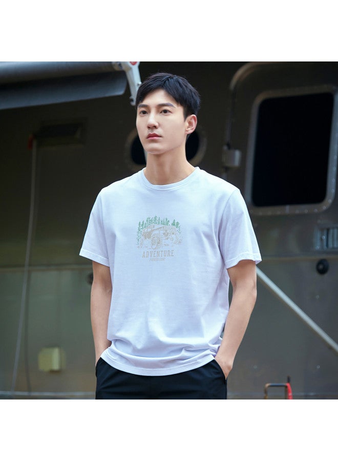 Pure Cotton Outdoor Mountain Style】loose Youth Minimalist Short Sleeve Top Sporty Casual Round Neck T-shirt - Image 2